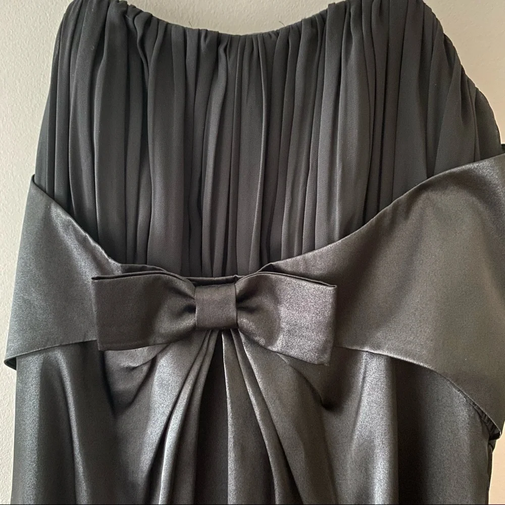 Vintage little black dress DeLaru Black strapless satin dress midi - Picture 5 of 8